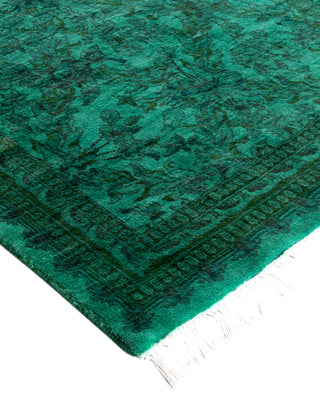 Overdyed Hand-Knotted Wool Modern-Contemporary Green Runner 2' 5" x 6' 1"