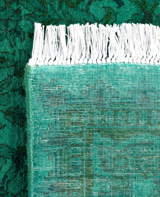 Overdyed Hand-Knotted Wool Modern-Contemporary Green Runner 2' 5" x 6' 1"