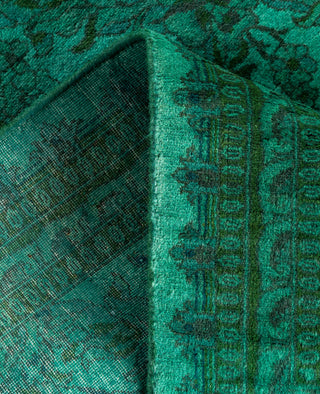Overdyed Hand-Knotted Wool Modern-Contemporary Green Runner 2' 5" x 6' 1"