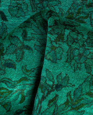Overdyed Hand-Knotted Wool Modern-Contemporary Green Runner 2' 5" x 6' 1"