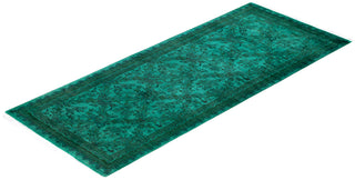 Overdyed Hand-Knotted Wool Modern-Contemporary Green Runner 2' 5" x 6' 1"