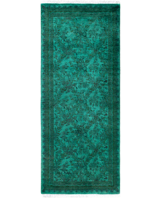 Overdyed Hand-Knotted Wool Modern-Contemporary Green Runner 2' 5" x 6' 1"