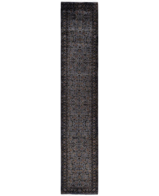Contemporary Overdyed Wool Hand Knotted Gray Runner 2' 7" x 13' 5"