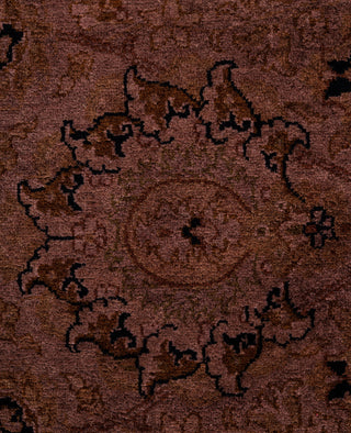 Contemporary Overdyed Wool Hand Knotted Brown Round Area Rug 6' 1" x 6' 1"
