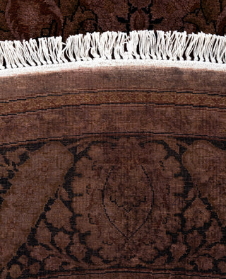 Contemporary Overdyed Wool Hand Knotted Brown Round Area Rug 6' 1" x 6' 1"