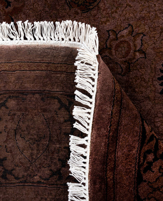 Contemporary Overdyed Wool Hand Knotted Brown Round Area Rug 6' 1" x 6' 1"