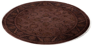 Contemporary Overdyed Wool Hand Knotted Brown Round Area Rug 6' 1" x 6' 1"