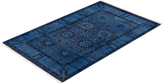 Modern Overdyed Hand Knotted Wool Purple Area Rug 3' 2" x 5' 0"