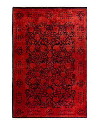 Contemporary Overyed Wool Hand Knotted Orange Area Rug 6' 1" x 8' 10"