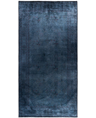Overdyed One-of-a-Kind Wool Blue Area Rug 9' 1" x 17' 9"