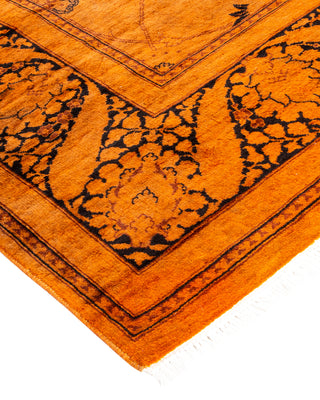 Modern Overdyed Hand Knotted Wool Orange Area Rug 4' 2" x 6' 3"