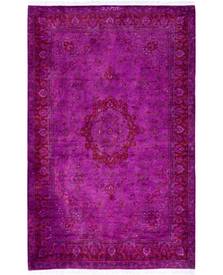 Overdyed Hand-Knotted Wool Modern-Contemporary Purple Area Rug 4' 2" x 6' 3"