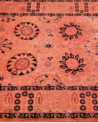 Modern Overdyed Hand Knotted Wool Pink Runner 3' 1" x 12' 6"