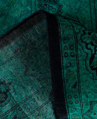 Overdyed Hand-Knotted Wool Modern-Contemporary Green Runner 3' 2" x 12' 4"