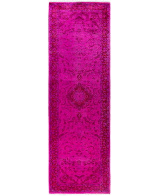 Overdyed Hand-Knotted Wool Modern-Contemporary Pink Runner 2' 8" x 8' 5"