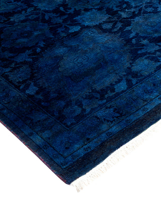 Modern Overdyed Hand Knotted Wool Blue Area Rug 9' 3" x 11' 10"