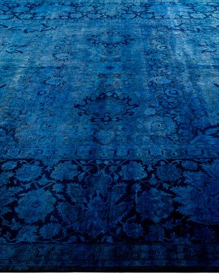 Modern Overdyed Hand Knotted Wool Blue Area Rug 9' 3" x 11' 10"