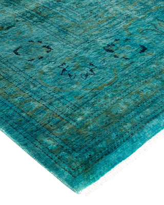 Modern Overdyed Hand Knotted Wool Blue Area Rug 9' 1" x 12' 1"