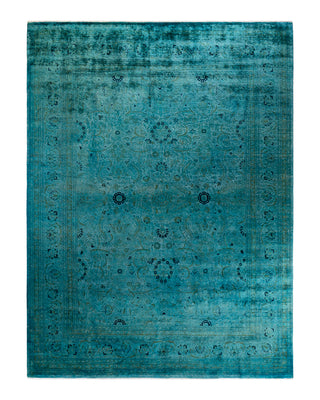 Contemporary Fine Vibrance Blue Wool Area Rug 9' 1" x 12' 1"
