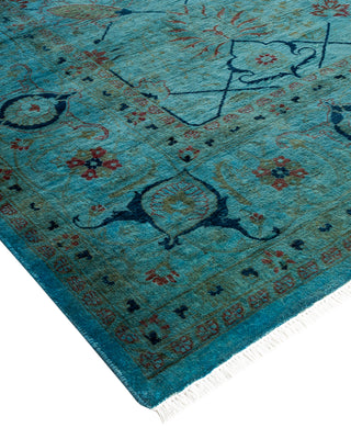 Contemporary Hand Knotted Overdyed Blue Area Rug 6' 1" x 9' 5"