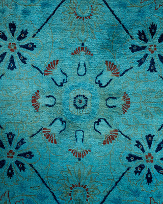 Contemporary Hand Knotted Overdyed Blue Area Rug 6' 1" x 9' 5"