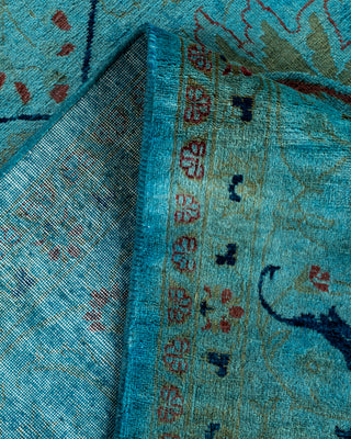Contemporary Hand Knotted Overdyed Blue Area Rug 6' 1" x 9' 5"