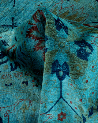 Contemporary Hand Knotted Overdyed Blue Area Rug 6' 1" x 9' 5"