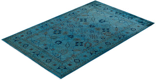 Contemporary Hand Knotted Overdyed Blue Area Rug 6' 1" x 9' 5"