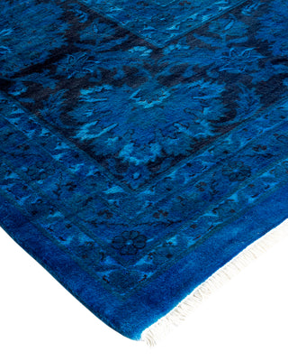 Modern Overdyed Hand Knotted Wool Blue Area Rug 9' 2" x 12' 3"