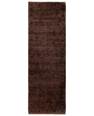 Overdyed Hand-Knotted Wool Modern-Contemporary Brown Runner 2' 7" x 7' 10"