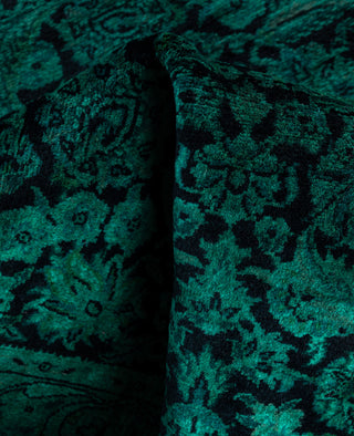 Overdyed Hand-Knotted Wool Modern-Contemporary Green Runner 2' 7" x 8' 3"