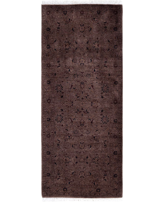 Overdyed Hand-Knotted Wool Modern-Contemporary Brown Runner 2' 7" x 6' 5"