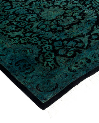 Modern Overdyed Hand Knotted Wool Blue Runner 2' 7" x 10' 5"