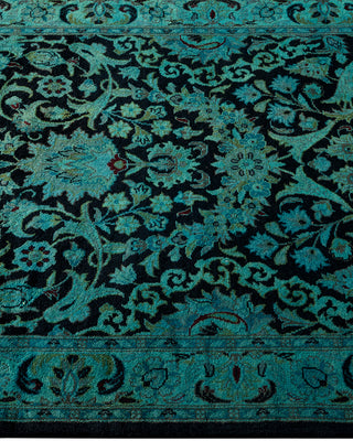 Modern Overdyed Hand Knotted Wool Blue Runner 2' 7" x 10' 5"