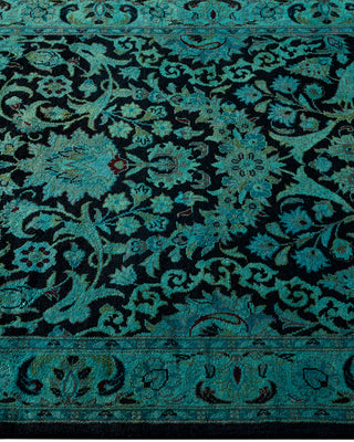 Contemporary Hand Knotted Overdyed Blue Runner 2' 7" x 10' 5"