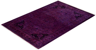 Contemporary Fine Vibrance Purple Wool Area Rug - 4' 2" x 6' 3"