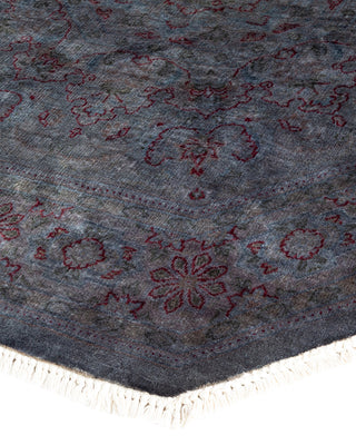 Contemporary Hand-Knotted Overdyed Gray Octagon Area rug 4' 4" x 4' 5"