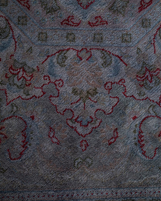 Contemporary Hand-Knotted Overdyed Gray Octagon Area rug 4' 4" x 4' 5"