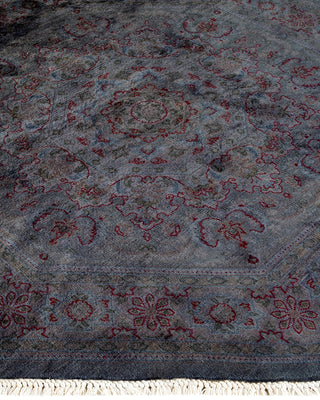 Contemporary Hand-Knotted Overdyed Gray Octagon Area rug 4' 4" x 4' 5"