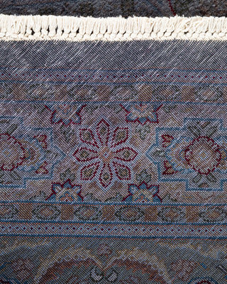 Contemporary Hand-Knotted Overdyed Gray Octagon Area rug 4' 4" x 4' 5"