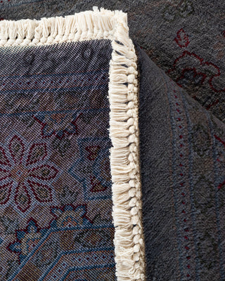 Contemporary Hand-Knotted Overdyed Gray Octagon Area rug 4' 4" x 4' 5"