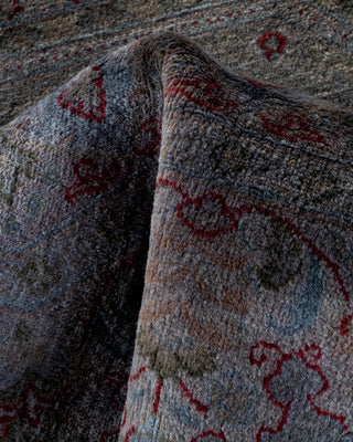 Contemporary Hand-Knotted Overdyed Gray Octagon Area rug 4' 4" x 4' 5"
