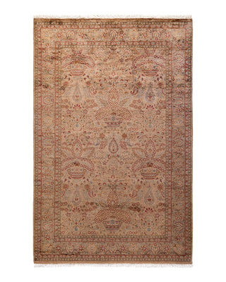 Contemporary Fine Vibrance Brown Wool Area Rug 4' 2" x 6' 4"