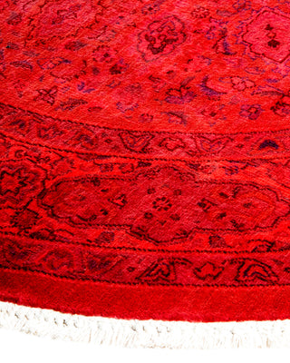 Contemporary Hand-Knotted Overdyed Pink Round Area Rug 4' 3" x 4' 3"
