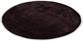 Modern Overdyed Hand Knotted Wool Brown Round Area Rug 4' 4" x 4' 4"