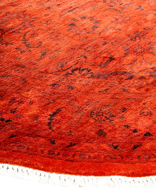 Contemporary Hand-Knotted Overdyed Orange Round Area Rug 5' 4" x 5' 4"