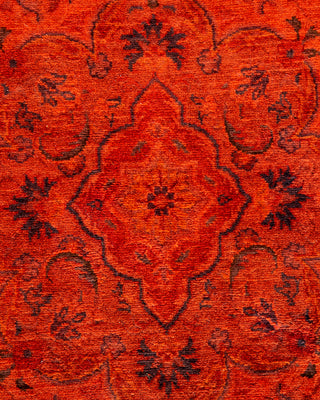 Contemporary Hand-Knotted Overdyed Orange Round Area Rug 5' 4" x 5' 4"