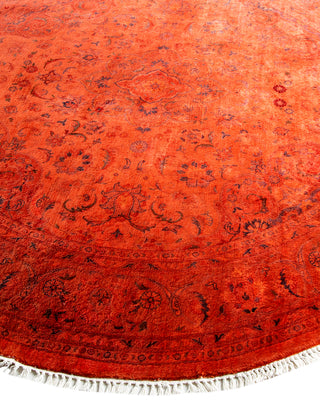 Modern Overdyed Hand Knotted Wool Orange Round Area Rug 5' 4" x 5' 4"