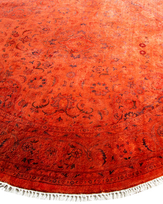 Contemporary Hand-Knotted Overdyed Orange Round Area Rug 5' 4" x 5' 4"