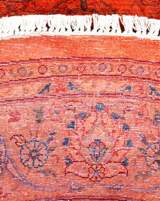 Contemporary Hand-Knotted Overdyed Orange Round Area Rug 5' 4" x 5' 4"
